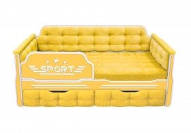 Кровать 160 серии Спорт 2 ящика 74 Жёлтый (мягкие боковые накладки) в Воскресенске - voskresensk.katalogmebeli.com | фото