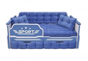 Кровать 160 серии Спорт 2 ящика 85 Синий (подушки) в Воскресенске - voskresensk.katalogmebeli.com | фото
