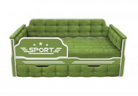 Кровать 170 серии Спорт 2 ящика 76 Зелёный (мягкие боковые накладки) в Воскресенске - voskresensk.katalogmebeli.com | фото
