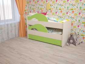 Кровать детская Радуга 1600 Млечный дуб/Салатовый в Воскресенске - voskresensk.katalogmebeli.com | фото