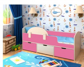 Кровать Малыш-мини Дуб молочный/Розовый в Воскресенске - voskresensk.katalogmebeli.com | фото