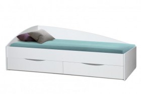 Кровать одинарная "Фея - 3" (асимметричная) (2000х900) New/(белый / белый / ДВПО белый) в Воскресенске - voskresensk.katalogmebeli.com | фото