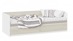 Кровать «Сканди» с 2 ящиками Дуб Гарден/Белый/Глиняный серый в Воскресенске - voskresensk.katalogmebeli.com | фото
