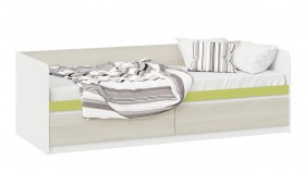 Кровать «Сканди» с 2 ящиками Дуб Гарден/Белый/Зеленый в Воскресенске - voskresensk.katalogmebeli.com | фото