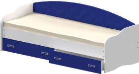 Кровать Софа-8 с мягкой спинкой (900х1900) Белый/Синий в Воскресенске - voskresensk.katalogmebeli.com | фото