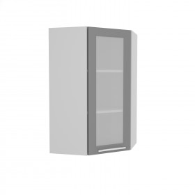 Квадро ВПУС 550 шкаф верхний угловой со стеклом высокий (Железо/корпус Серый) в Воскресенске - voskresensk.katalogmebeli.com | фото