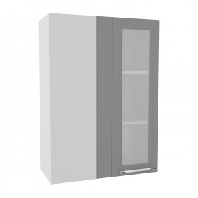 Квадро ВПУС 650 шкаф верхний угловой со стеклом высокий (Железо/корпус Серый) в Воскресенске - voskresensk.katalogmebeli.com | фото