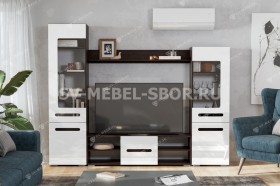 Мебель для гостиной МГС 6 (Исполнение 1/Венге/Белый глянец) в Воскресенске - voskresensk.katalogmebeli.com | фото 1