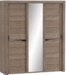 Шкаф трехдверный Соренто с раздвижными дверями Дуб стирлинг/Кофе структурный матовый в Воскресенске - voskresensk.katalogmebeli.com | фото 1